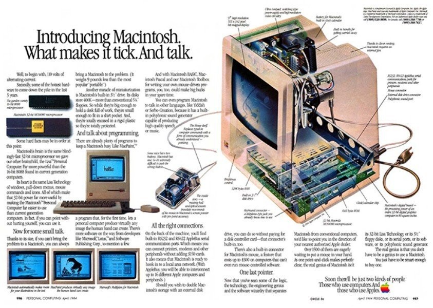 介紹Mac電腦。Mac電腦廣告，1984年4月發布。