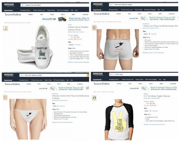 亞馬遜網(wǎng)站上仿冒嬰兒服裝品牌Fayebeline設(shè)計的商品