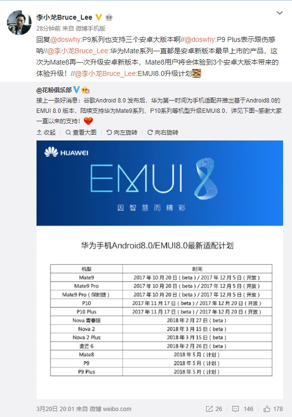 良心！華為Mate 8將升級安卓8.0：嘗遍3個安卓大版本